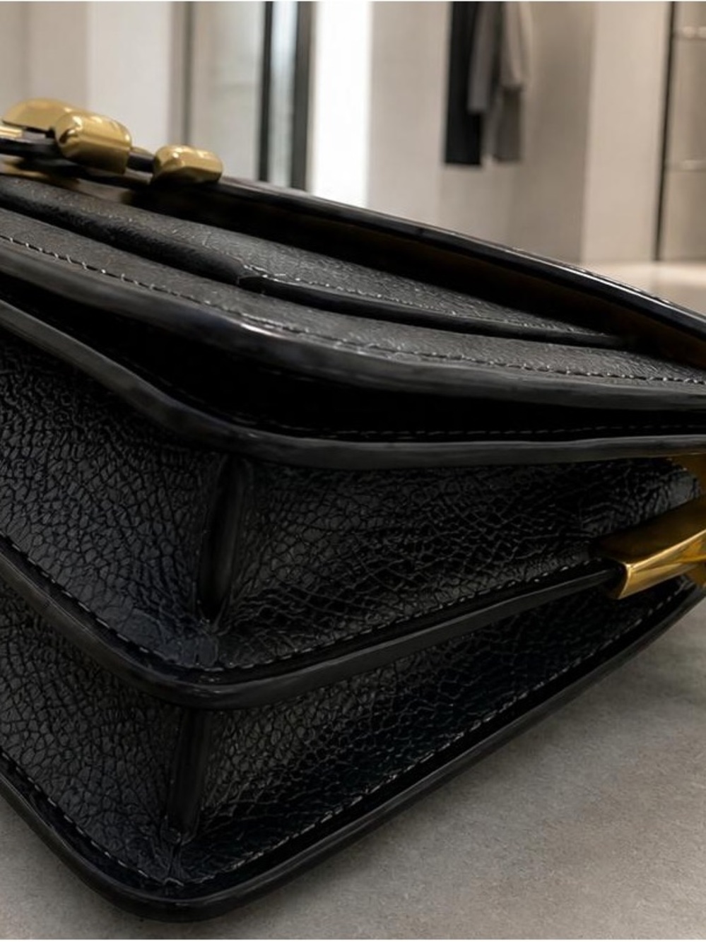 Coach Black Leather Shoulder Bag with Gold 'C' Hardware - Picture 6 of 6